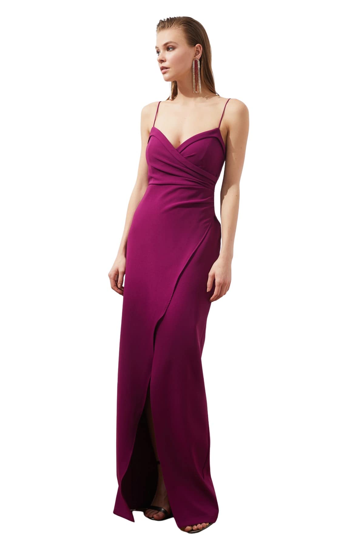 Trendyol Woman Maxi Wrapover Fitted Woven Evening Dress