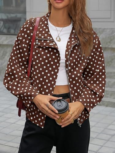 Image of Tankaneo Womens Polka Dot Zip Up Cropped Jackets