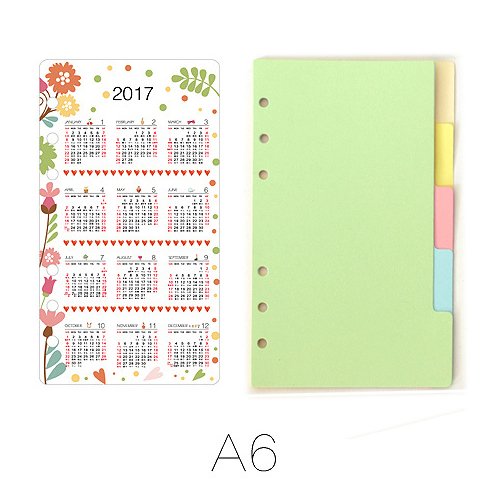 DadaCrafts(TM) A6 6-Holes Ring Binder Plastic Floral Calendar Divider + 5 Sheets Index Dividers