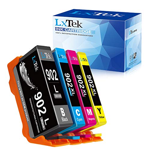 LxTek Remanufactured Ink Cartridges Replacement for HP 902 902XL to use with OfficeJet Pro 6968 6978 6975 6954 6951 6970 Printer (1 Black L|1 Cyan 1 Magenta 1 Yellow XL,4-Pack), New Upgraded Chip