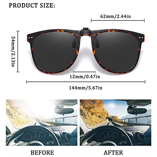Polarized Clip On Sunglasses for Men Women Over Prescription Glasses Foldable UV400 with Portable Case2