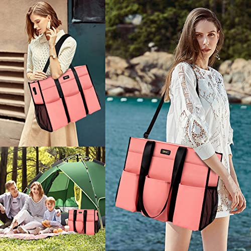 Image of IBFUN Utility Tote Bag with 14 /24 Pockets Zip Top Teacher Tote Bag for Teacher /Work Women