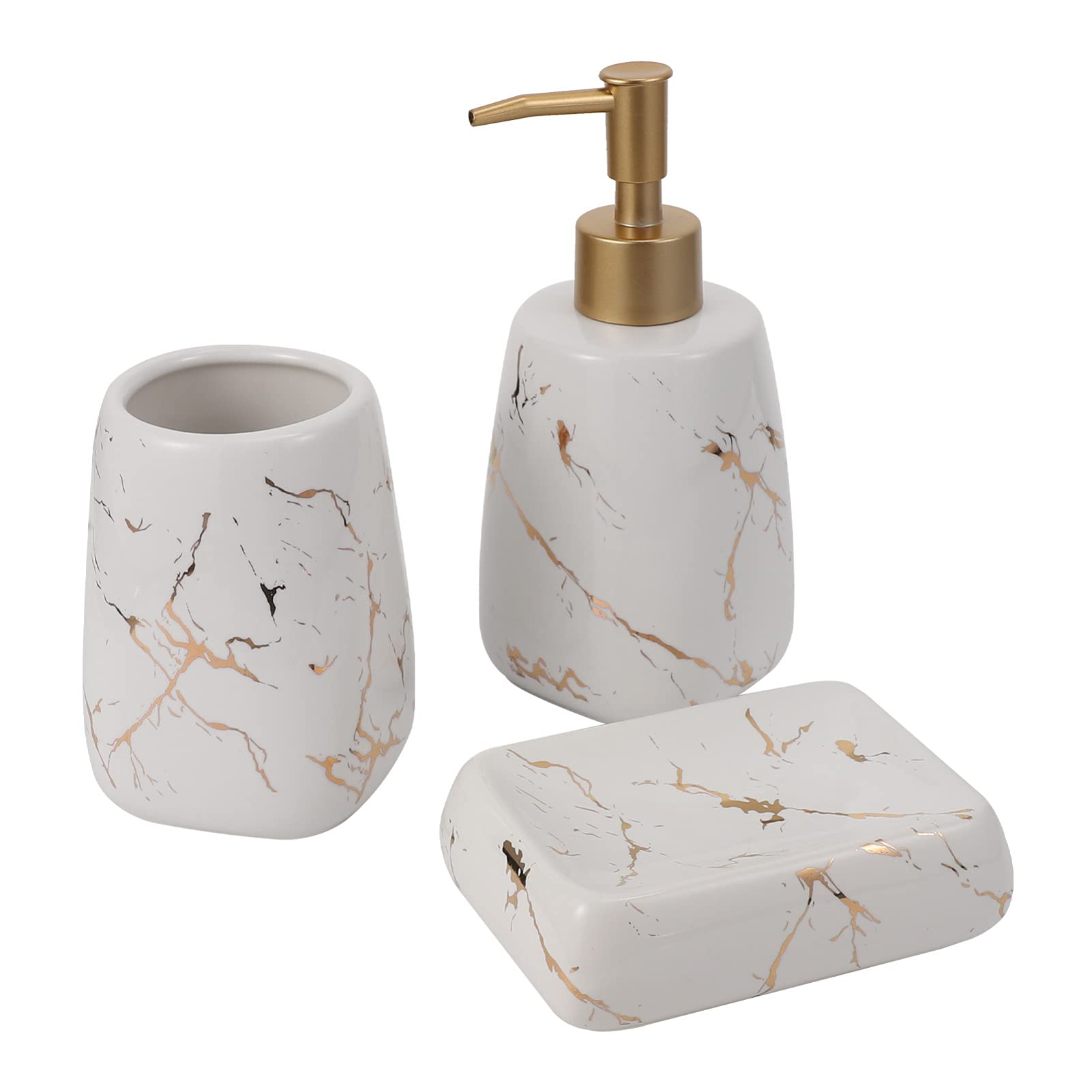 Ensemble de Salle de Bain Blanche 3 Pièces Décoratif en Céramique