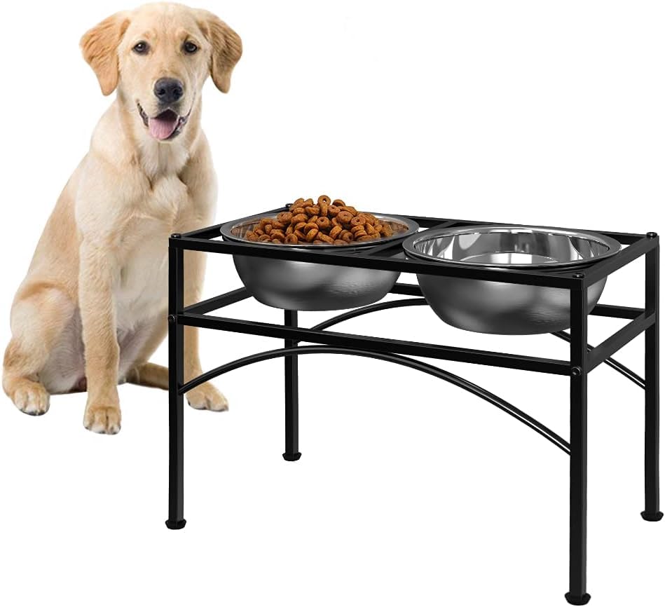 Image of bhoomi Lifestyle Dog Bowls for Large Dogs, 14 inch Raised Dog Bowl Stand for Large Sized Dog, Dog Feeder with Food and Water Bowls