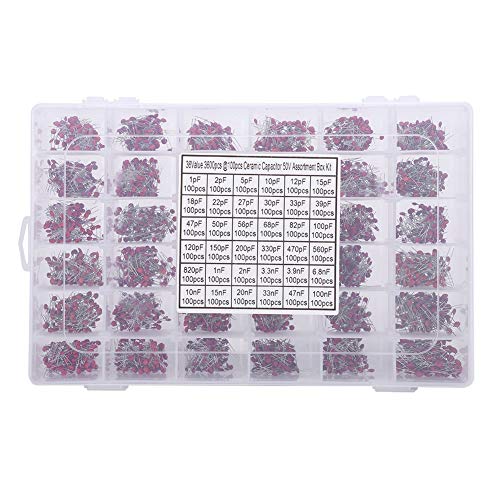 Capacitors, 3600PCS 36 Values Ceramic Capacitor, 50V 1pF to 100nF Classification Box Kit for Hobby Electronics Audio Video