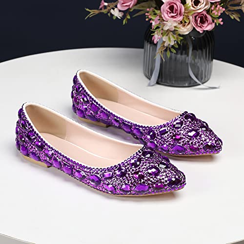 Women's Flat Wedding Shoes Silver Sole Shiny Rhinestone Ballet Flat Shoes3