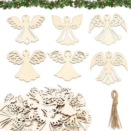 Engel Anhänger Holz 36 Stück, Holzengel, Weihnachtsdeko Engel Holz,...