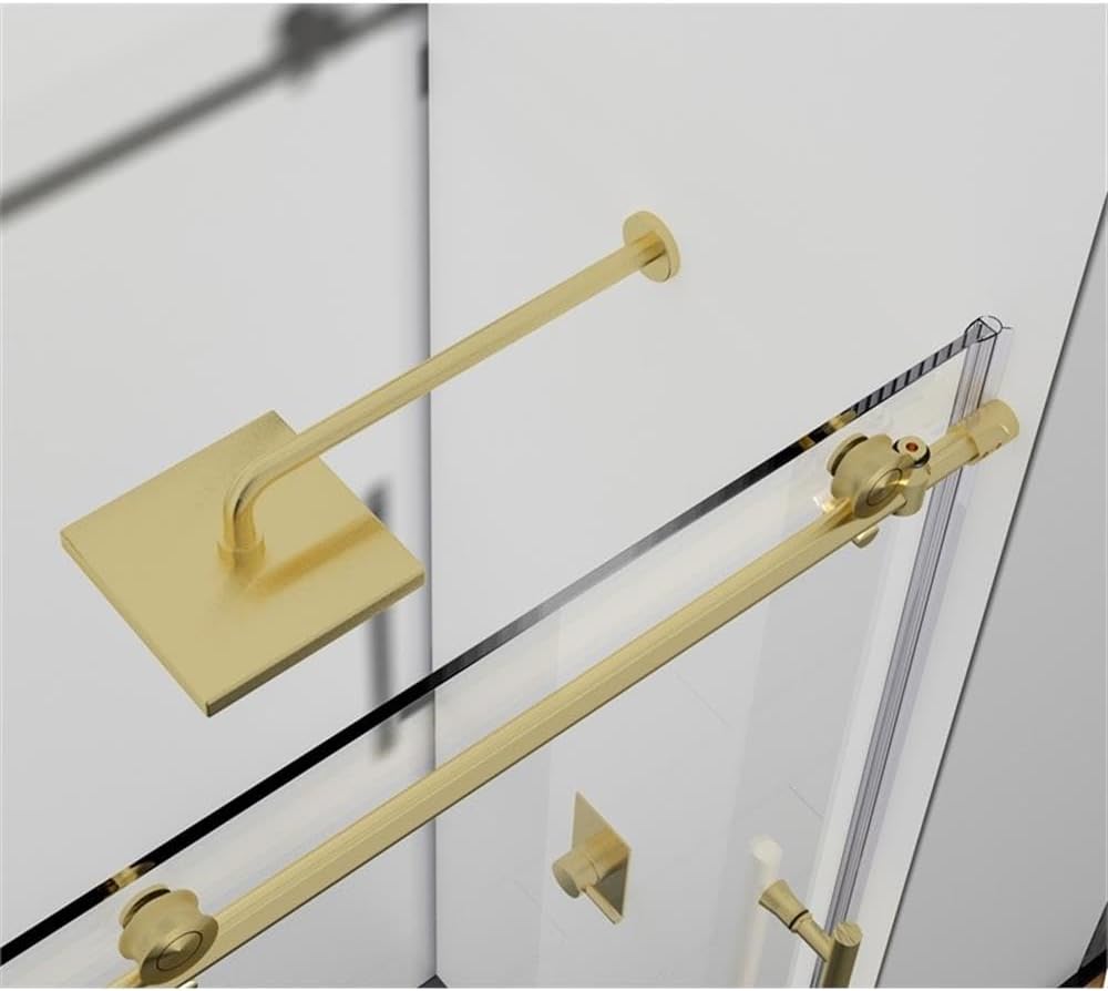 Elegant Kitchen and Bath Orlando Frameless Stainless Steel Tub Door in Gold