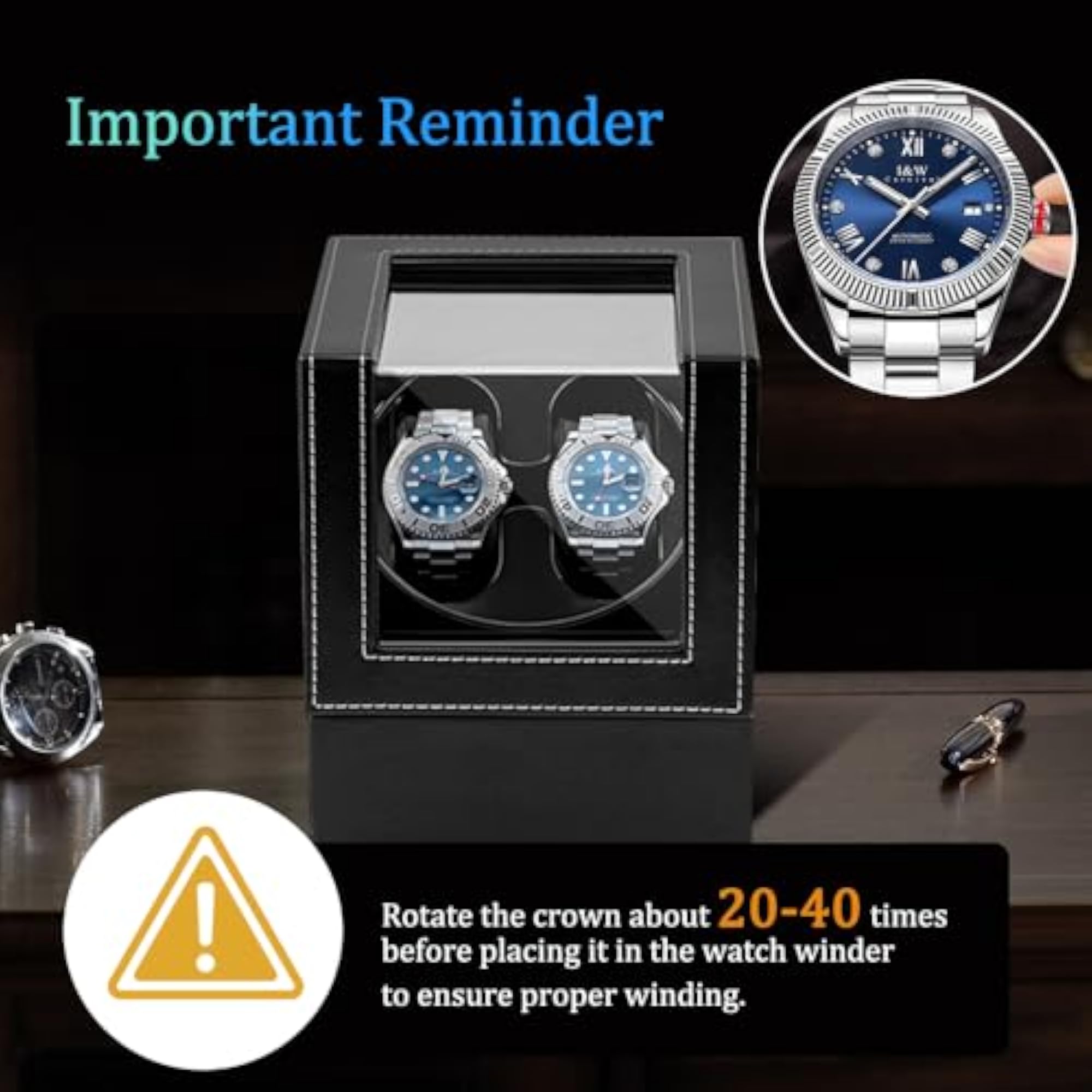 Automatic Watch Winder Box, Quiet Rotating Case
