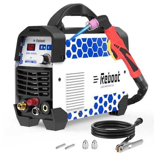 Reboot RBC6000L 6GEN - Taglierina al plasma da 60 Amp Non-Touch Pilot Arc da 240 V Max Cut 18 mm e Clear Cut 10 mm con set di materiali di consumo