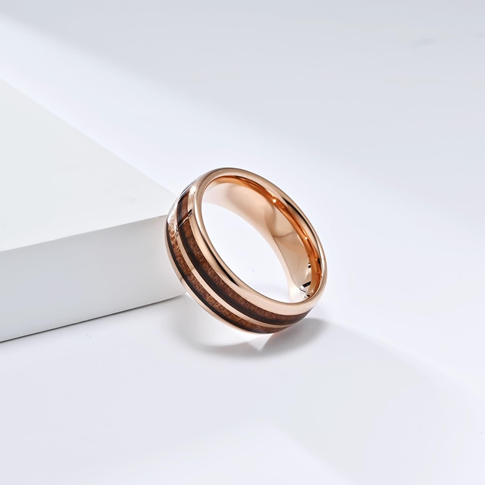 Anillos de Tungsteno con Grabado para Pareja, 6MM/8MM con Grano de Madera Anillos Plata Matrimonio para Hombre