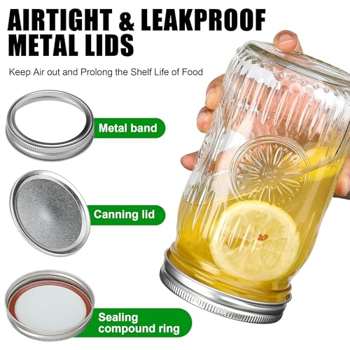 Esrentle 6 Pack 32 oz Wide Mouth Mason Jars with Airtight Lids - Glass Canning Jars for Food Preservation, Storage, Pickling, Crafts & DIY Projects, Durable Quart Glass Jars Dishwasher Safe