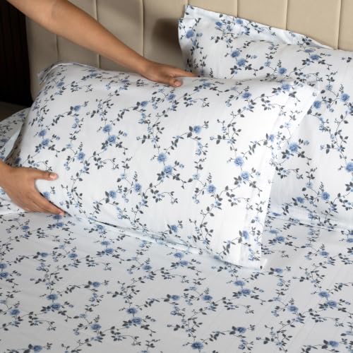 Image of Home Elegance from House of Mytrident | Linen Feel Bed Sheet for Double Bed King Size with Two Pillow Covers | Ultrasoft | Floral 274cm x 250cm | myTrident - Orchard Mustard