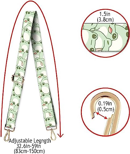 Image of Wide Purse Strap Replacement Crossbody Handbag Shoulder Strap Adjustable Bag Straps Replacement (Cute Frogs)