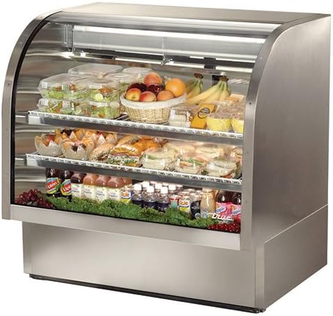 True TCGG-48-S Series Curved Glass Stainless Refrigerated Deli Case
