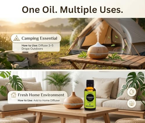 Image of Earth N Pure Citronella Essential Oil | 100% Pure & Natural | Steam Distilled & Undiluted | Outdoor Freshness, Home Fragrance & Aromatherapy | Vegan & Cruelty-Free | 250ml