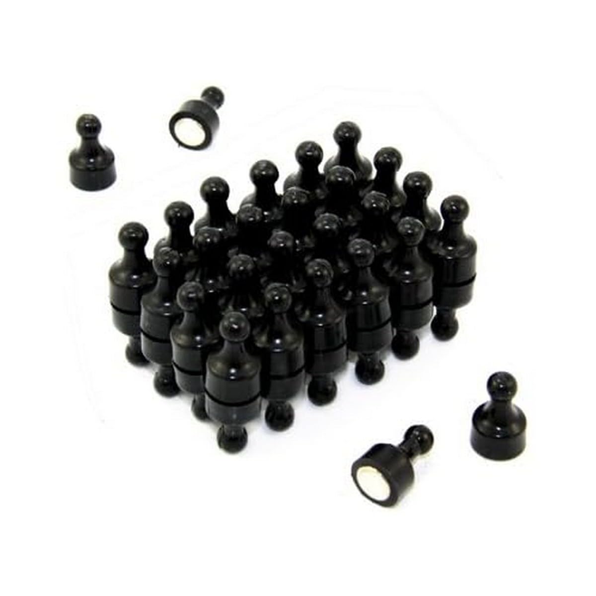 First4magnets Black Skittle Magnet For Fridge, Office, Whiteboard, Noticeboard, Filing Cabinet - 12Mm Dia X 21Mm Tall - Pack Of 48