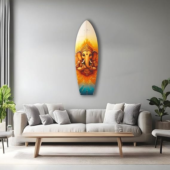My  Buddha Orange Surfboard Wall Art Wall Decoration for living room Vertical-18x59(46x150cm)