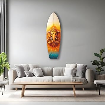 My Buddha Orange Surfboard Wall Art Wall Decoration for living room Vertical-18x59(46x150cm)