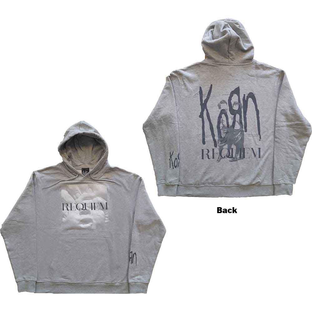 Korn Kapuzenpullover Requiem Band Logo Nue offiziell Herren Grau Pullover L