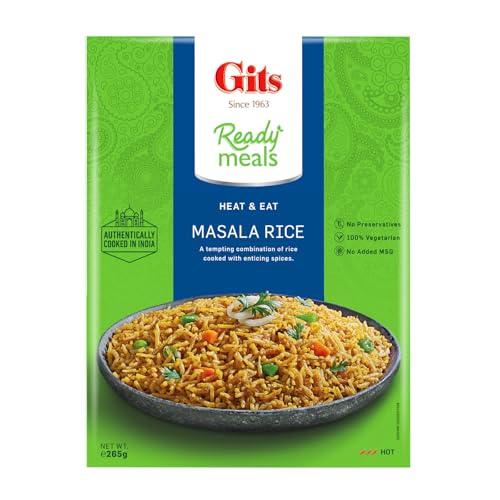 Image of Gits Ready to Eat Masala Rice, Pure Veg Heat and Eat Rice Dish,Microwaveable, 265g (Pack of 3)