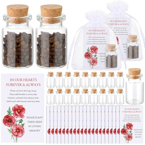 Tanlade 100 Set Funeral Favor Memorial Seed Packet for Guest, Red Poppy
