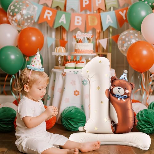 Miniatura 7 de Decoracion Cumpleaños 1 Año, Globos De Cumpleaños 1 Año, Oso Globos Fiesta Cumpleaños, Globos Animales, Baby Shower Decoración