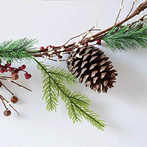 FLXHSA Weihnachtskranz, Simulation Beeren-Rattan-Girlande, natürlicher Tannenzapfen, handgefertigter Kranz, Weihnachts-Tür- und Fensterdekoration, Girlande, Familie, Hotel, Urlaub, Party-Dekoration,
