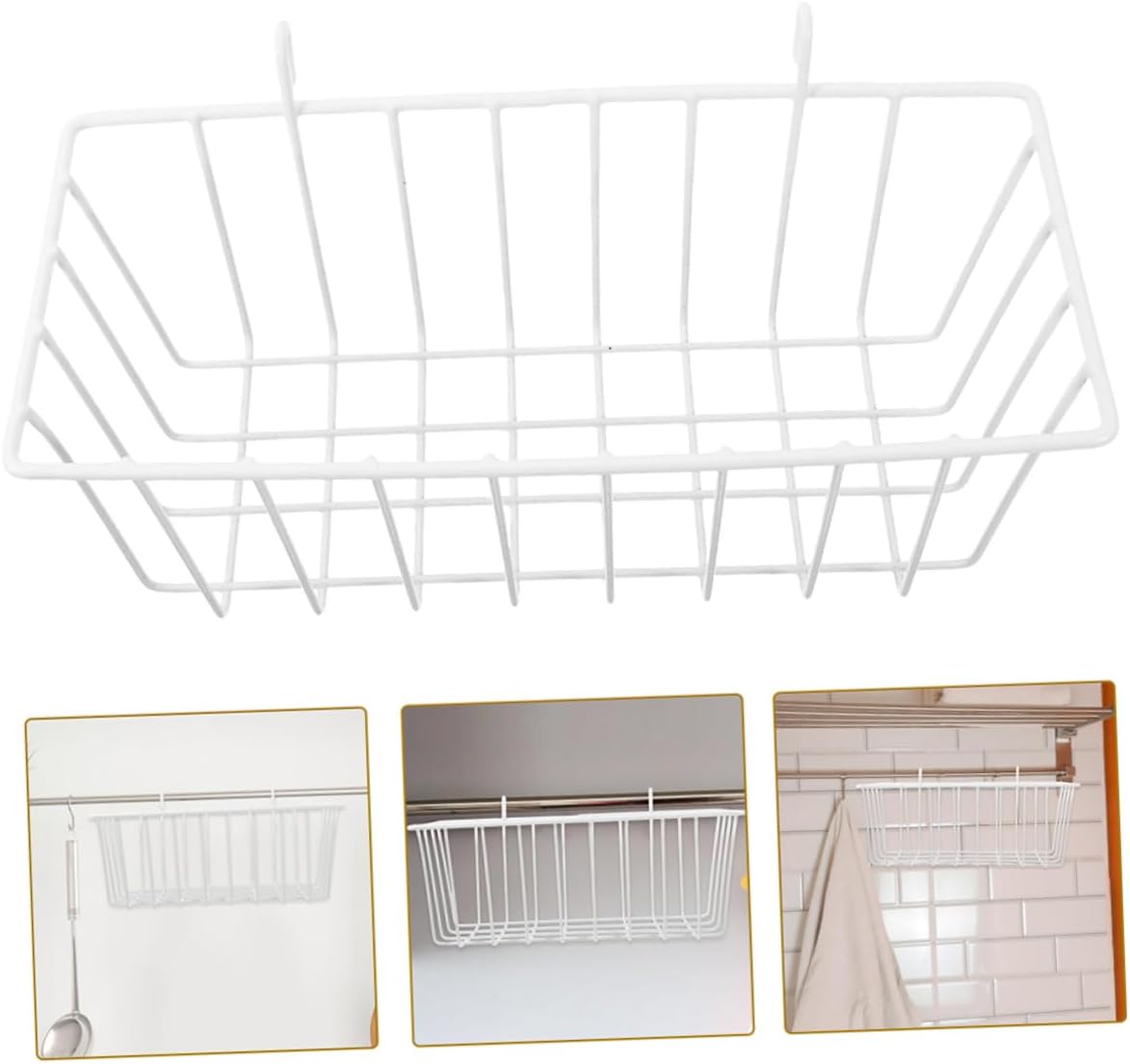 Alipis 3pcs Hanging Basket Hanging Metal Wire Basket Kitchen Hanging Iron Basket Hanging Sundries Basket Hanging Iron Wire Basket Bathroom Supply Hanging Wire Baskets Bathroom Sundry Rack, Whitex3pcs