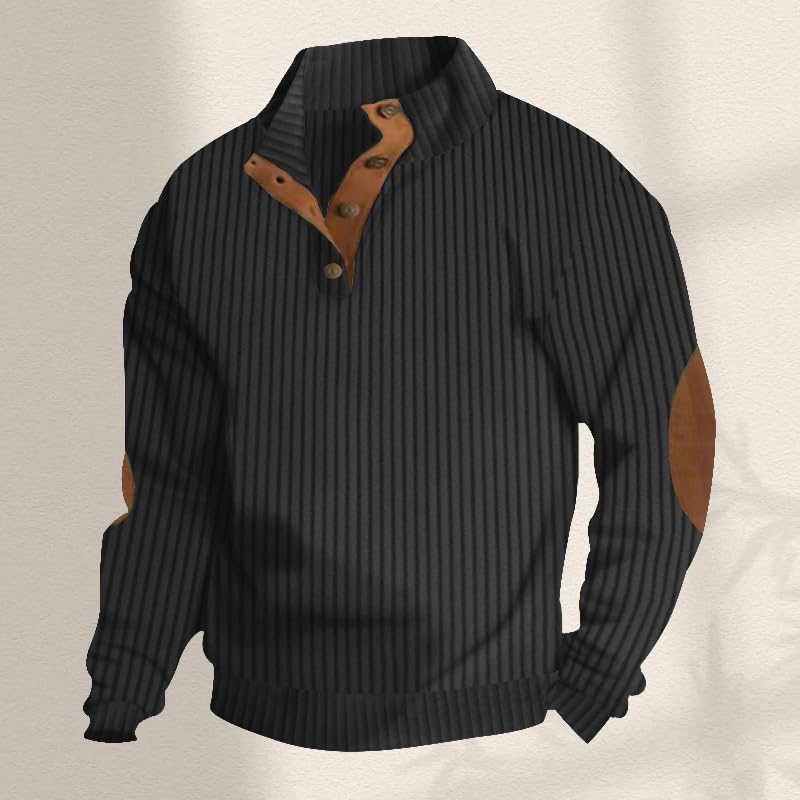 Sweatshirts for Men Vintage Stand Collar Henley Button Neck Casual Long Sleeve Polo Shirts Mens Pullover Sweatshirt