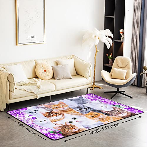Loussiesd Cat Decorative Area Rug, Soft Cats Print Square Accent Rug Set for Bedroom & Living Room - Image 2