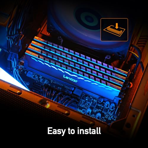 Image of Lexar THOR 32GB (2x16GB) DDR4 RAM 3200MT /s CL16 Desktop Memory with Heatsink, Intel XMP 2.0 (Black) LD4U16G32C16LG-RUD