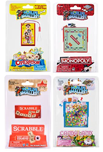 World's Smallest Board Games Set of 4 - Scrabble, Monopoly, Operation, Candy Land (Bundle)