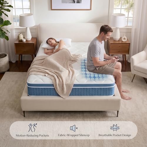 Image of Yaak Full Size Mattress 10 Inch - Cooling Hybrid Single Mattress in a Box for Back Pain Relief - Pocket Spring & Memory Foam | Fiberglass-Free, Medium Firm Feel, CertiPUR-US, 120 Nights Trial
