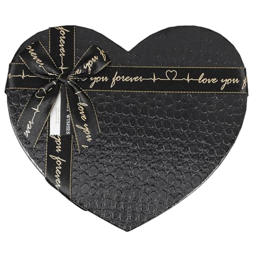 NUOBESTY Caja de Obsequio Negra en Forma de Corazón, Papel Resistente, Tamaño Mediano, para Chocolates y Flores, Adecuado para San Valentín y Embalaje de Regalos Decorativos