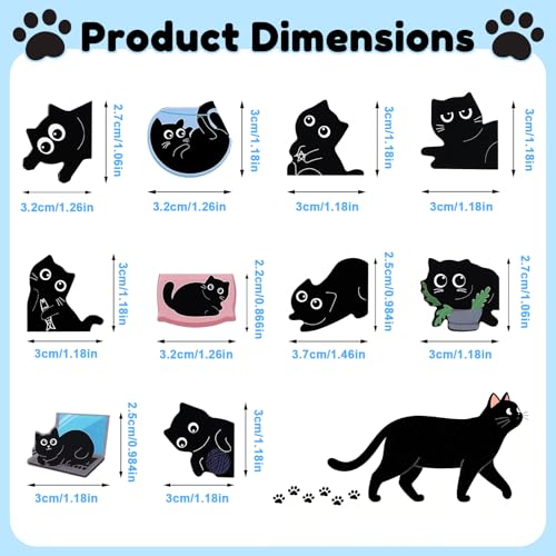 ITClosud 10 Stück Cute Katzen Magnetische Lesezeichen, Magnetlesezeichen Kinder, Schwarze Katze Lesezeichen für Frauen und Katzenliebhaber, Weihnachtsgeschenke für Kinder, Lehrer, Buchliebhaber