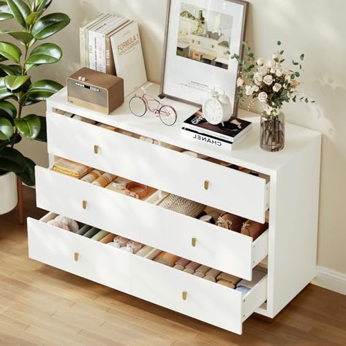 Concho Dresser for Bedroom with 6 Drawers, Wood Chest of