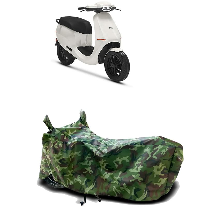 Image of DUFFEL-100% Heat Protection Two Wheeler Bike /Scooty Body Cover for Ola S1 BS6 Water Resistance /UV-Rays /Birds Dropping /Scratchproof /Dust Proof /Waterproof[Green Jungle Print]