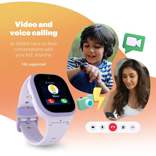 Image of Noise Scout Kids Smartwatch with Assisted GPS Tracking, 4G Video & Voice Call, Safe Zone Alert, SOS Button, Habit Formation, in-Built Games, Buddy App for Parents (Twinkle Purple)