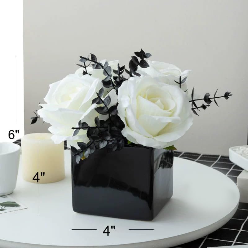 NAWEIDA Artificial Flowers with Small Ceramic Vases - Image 2