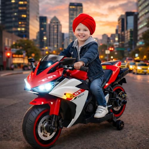 Image of LITTLE PUP Children's Toy Bike R3: Rechargeable Battery-Powered Ride-On for Boys and Girls | Electric Ride-On for Kids [Ages 2 to 8, Large Size - Red