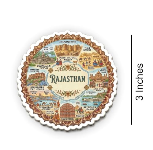 Image of Rajasthan Textured Finish Acrylic Fridge Magnet - UV Texture Printed,Stylish Multicolor Magnet for Fridge, Wardrobe & Metal Surfaces, Pack of 1 (Rajasthan 3)