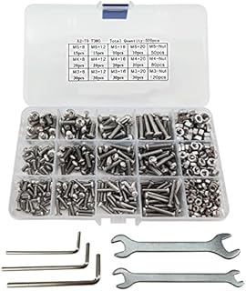 500 Pcs Bolts and Nuts Set, M3 M4 M5 Stainless Steel Hex Socket Cap Head Bolts, Bolt & Nut