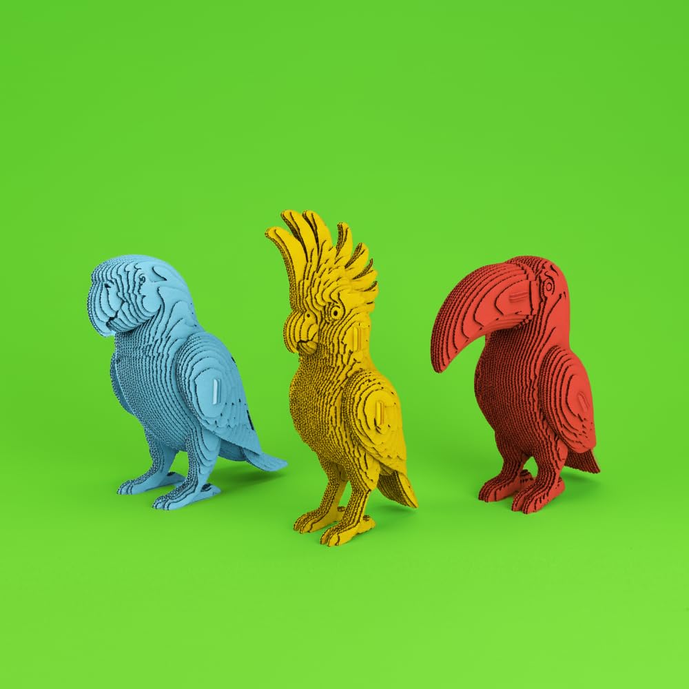 Tropische Vögel Trio 3D-Puzzle aus Karton – Bausatz 3 Modelle