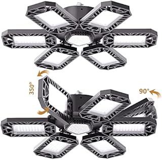 LED Garage Light, 200W LED Shop Light, Super Bright Deformable LED Garage Ceiling Light with 6 Adjustable Panels, Ideal for Workshop/ Attic/Barn/ Basement (2 Pack)