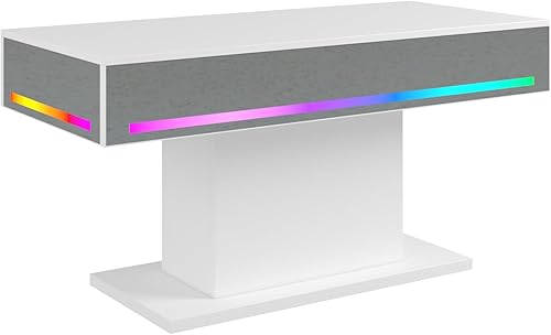 Miniatura 66 de Mesa de centro LED para sala de estar, mesa central rectangular, mesas de centro modernas de madera de alto brillo con luces LED de 16 colores para