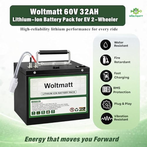 Image of 60V 32Ah Lithium-ion Battery Pack for Electric Bike, E-Bike & Electric Scooter | Lightweight, High-Performance Battery | Waterproof | Fire retardant | Compact | Detachable