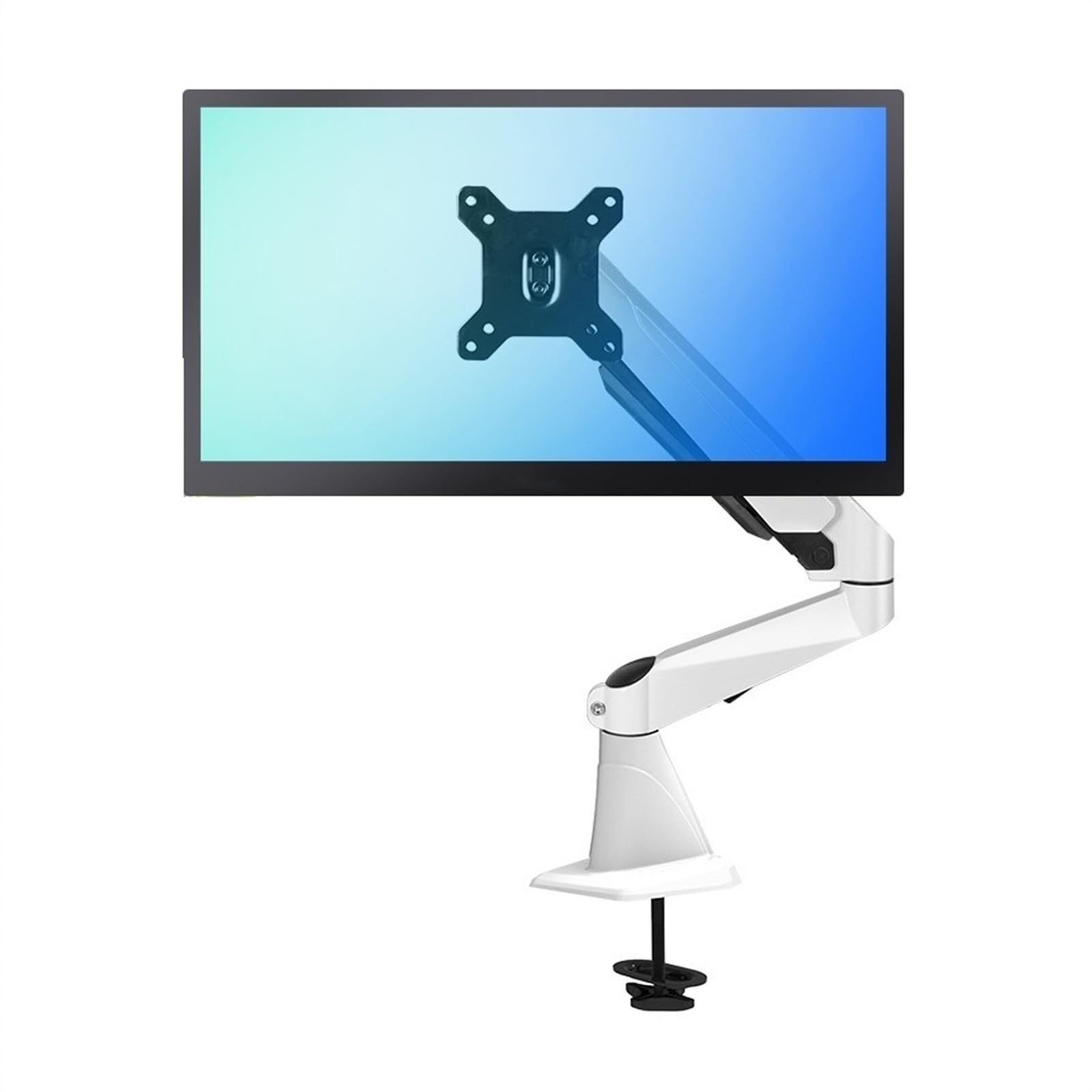 Aioneer Monitor Arm Single Monitor Mount, Gas Spring Monitor Arm Desk Mount With Clamp, Fully Adjustable Single Monitor Arm Fits 15-27 Inch Screens, Holds Up To 17.6 Lbs Monitor -White