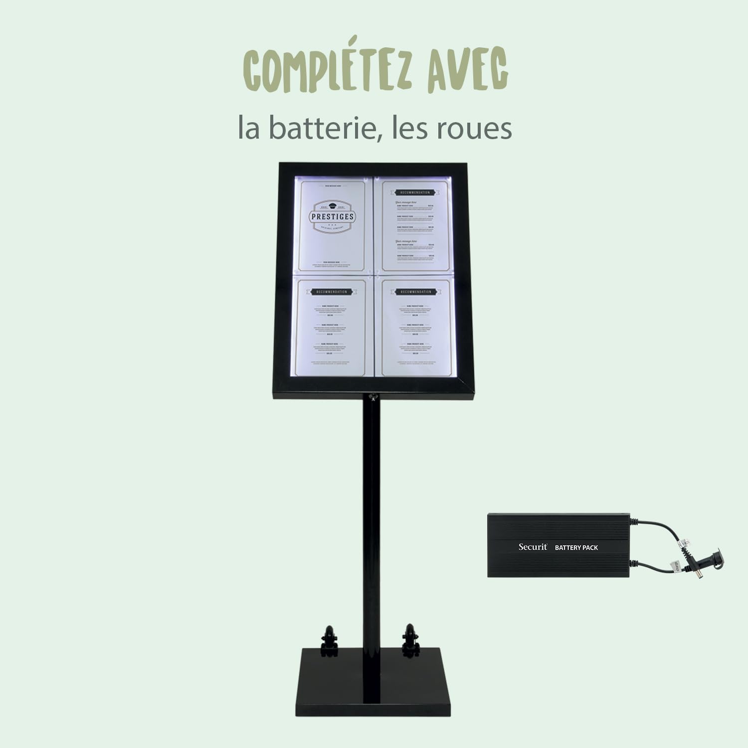 SECURIT - Porte-Menu Extérieur avec Eclairage LED Black Star