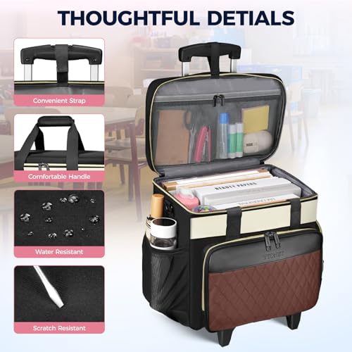 Image of Ytonet 15.6 Inch Teacher Rolling Bag with Detachable Dolly & Teacher Tote